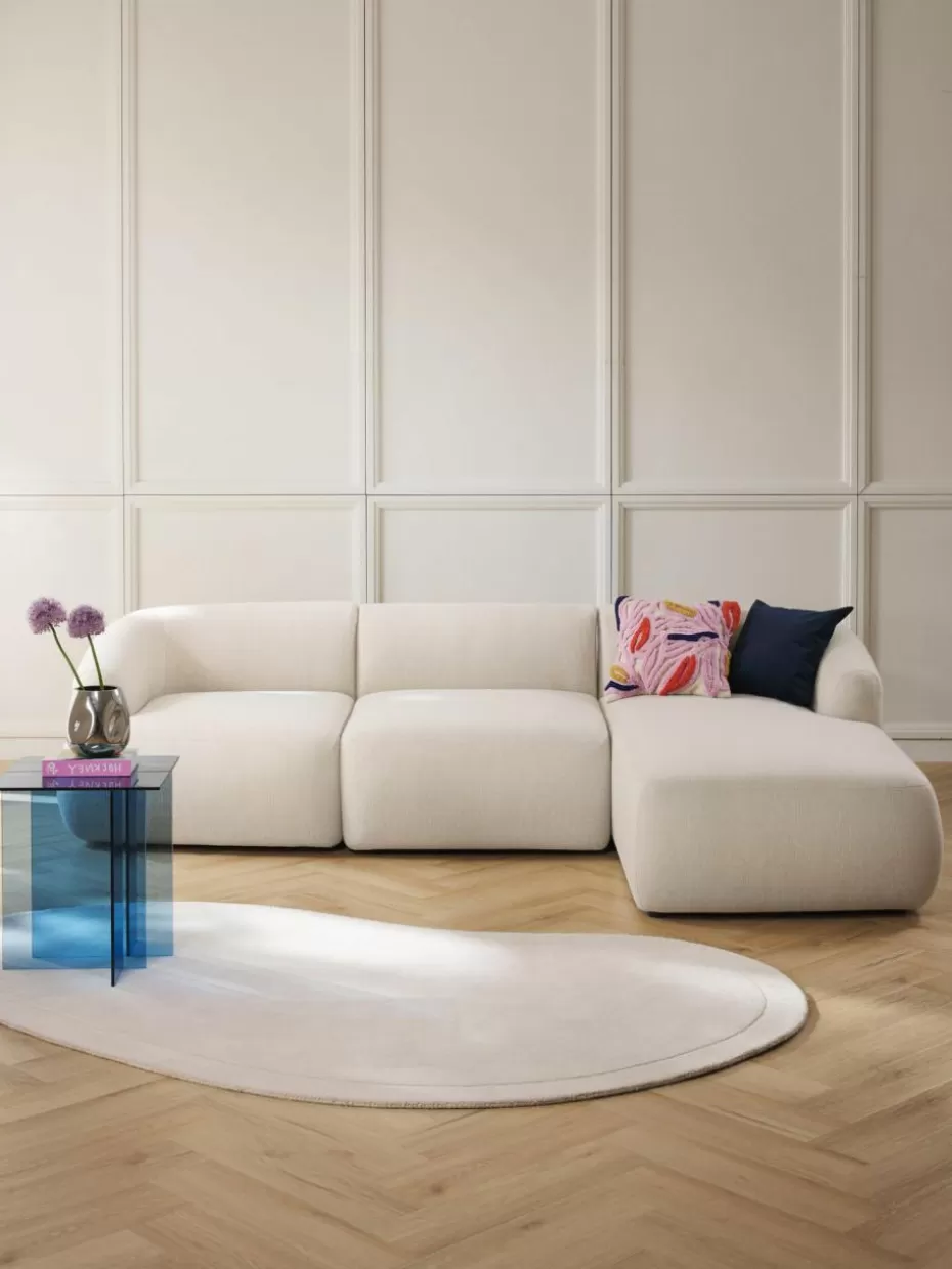 Sofas | Sofaserien-Westwing Collection Modulares Ecksofa Sofia (3-Sitzer) Webstoff Cremeweiß