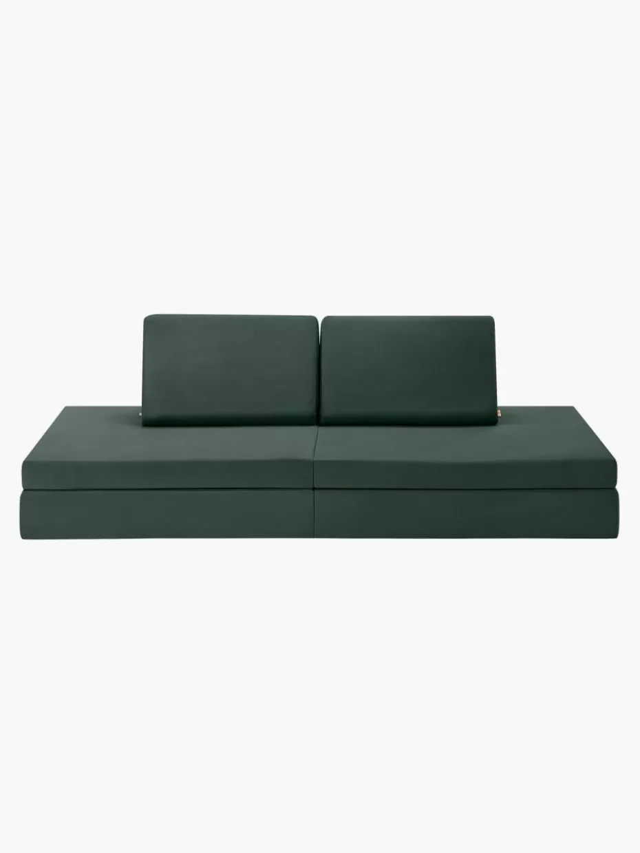 Sitzsäcke-Funzy Modulares Kinder-Spielsofa Mila aus Samt, handgefertigt Samt Dunkelgrün