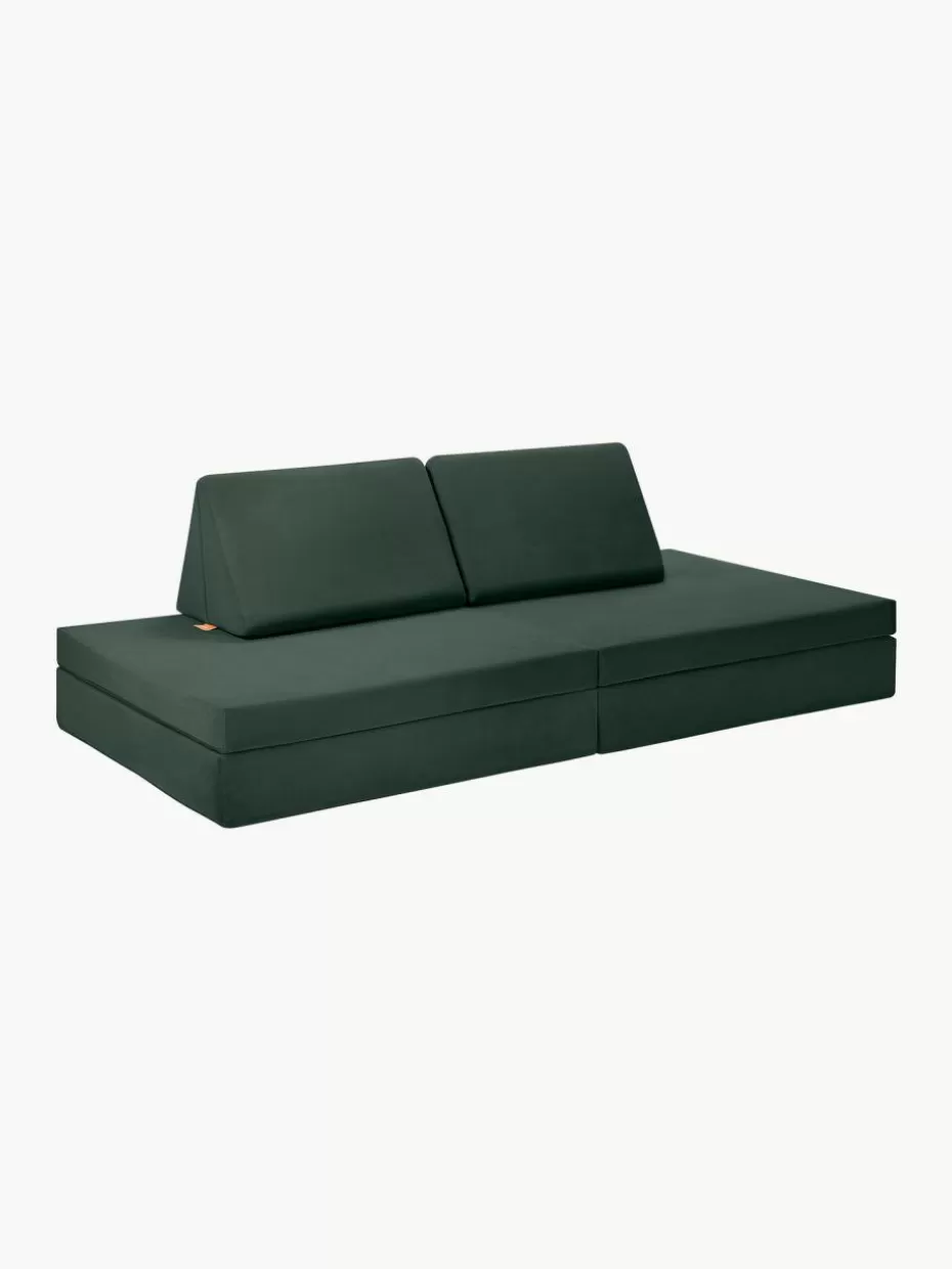 Sitzsäcke-Funzy Modulares Kinder-Spielsofa Mila aus Samt, handgefertigt Samt Dunkelgrün