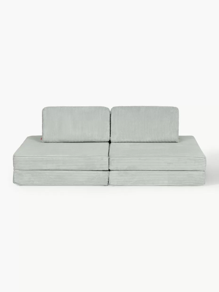 Sitzsäcke-Funzy Modulares Kinder-Spielsofa Mila aus Cord, handgefertigt Cord Salbeigrün
