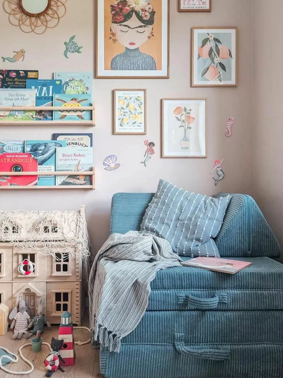 Sitzsäcke-Funzy Modulares Kinder-Spielsofa Mila aus Cord, handgefertigt Cord Hellblau