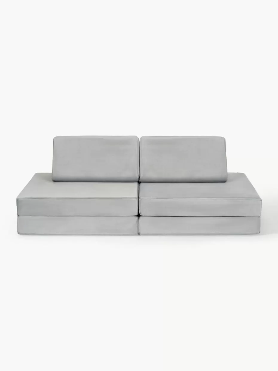 Sitzsäcke-Funzy Modulares Kinder-Spielsofa Mila aus Samt, handgefertigt Samt Hellgrau