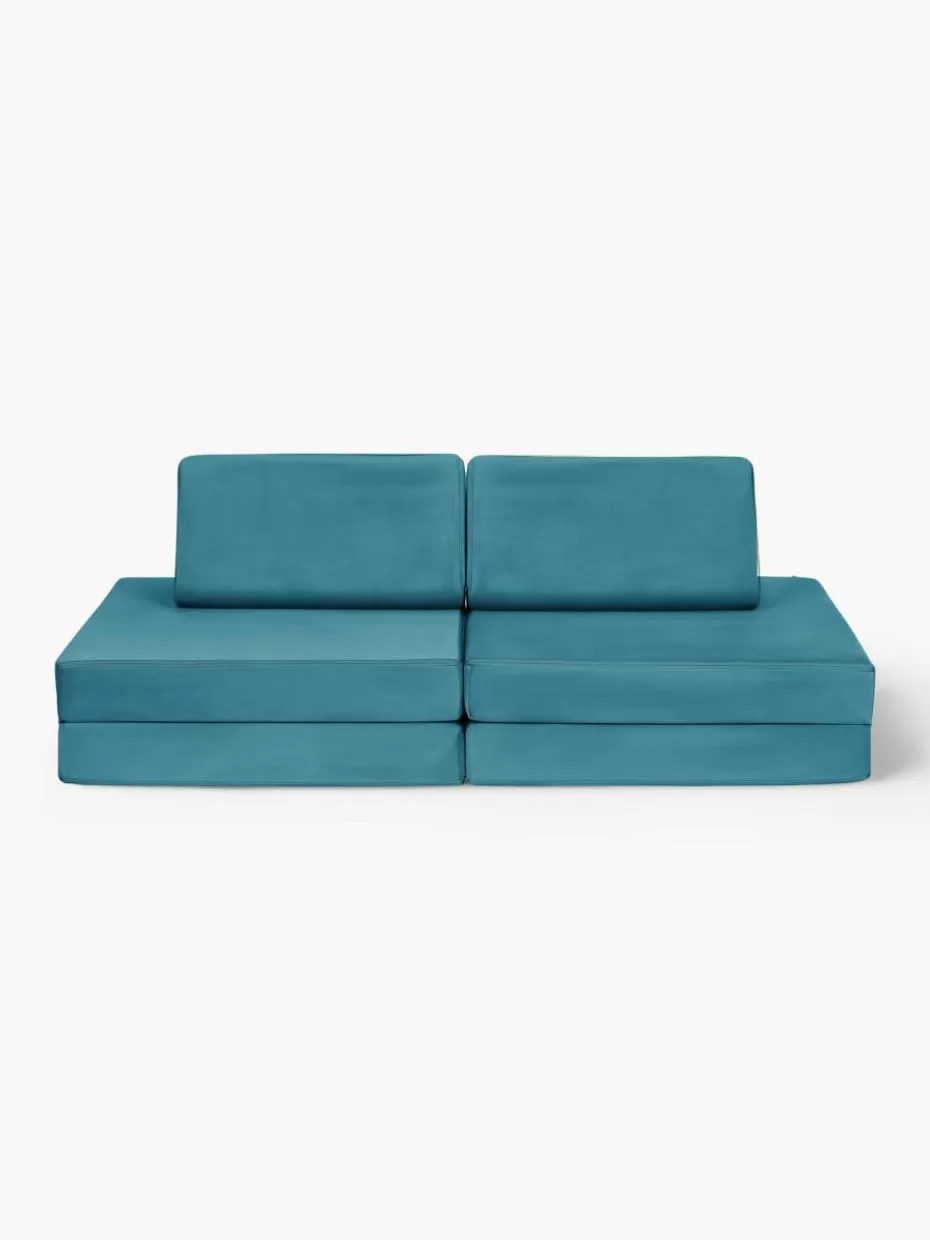 Sitzsäcke-Funzy Modulares Kinder-Spielsofa Mila aus Samt, handgefertigt Samt Türkis