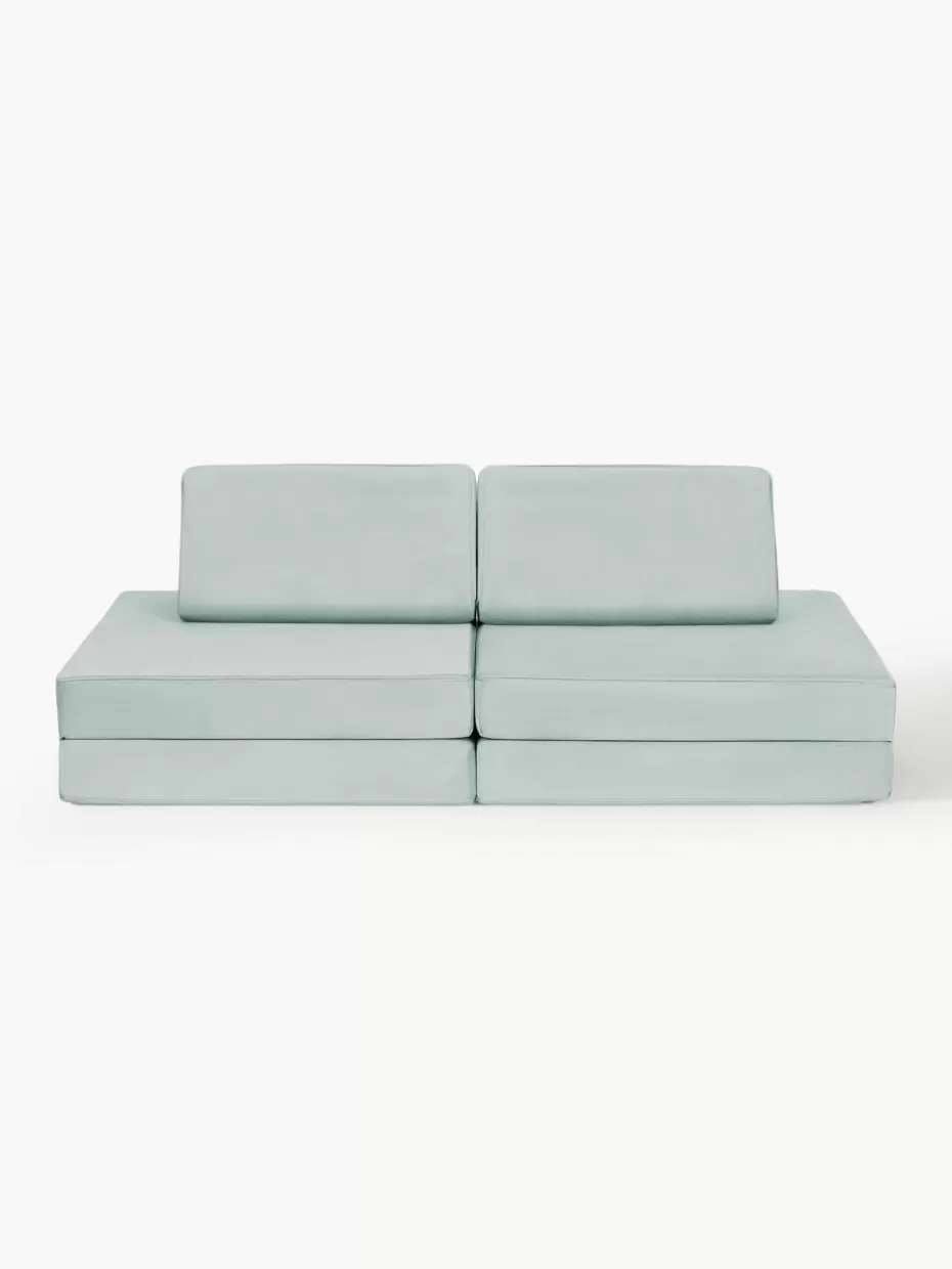 Sitzsäcke-Funzy Modulares Kinder-Spielsofa Mila aus Samt, handgefertigt Samt Salbeigrün