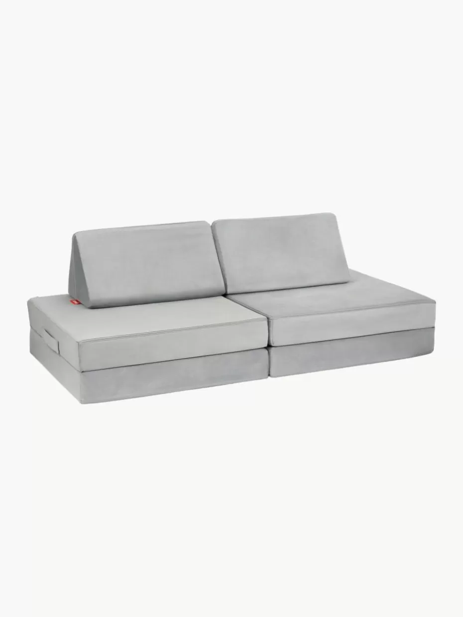 Sitzsäcke-Funzy Modulares Kinder-Spielsofa Mila aus Samt, handgefertigt Samt Hellgrau