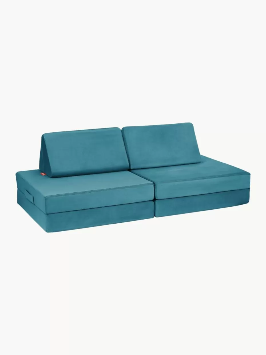Sitzsäcke-Funzy Modulares Kinder-Spielsofa Mila aus Samt, handgefertigt Samt Türkis