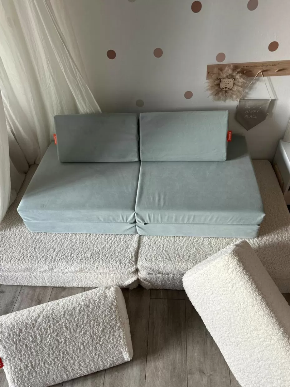 Sitzsäcke-Funzy Modulares Kinder-Spielsofa Mila aus Samt, handgefertigt Samt Salbeigrün