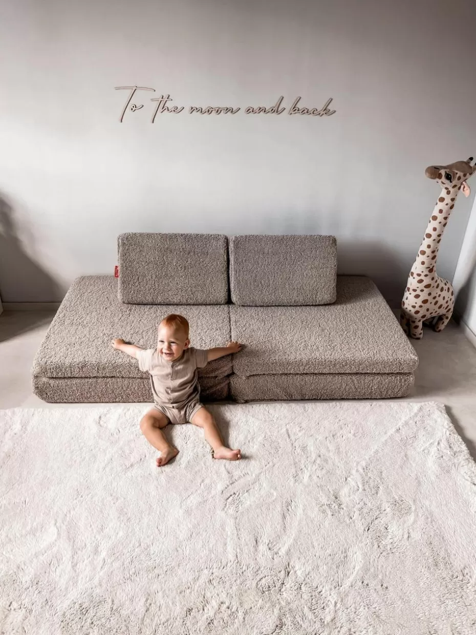 Sitzsäcke-Funzy Modulares Kinder-Spielsofa Mila aus Teddy, handgefertigt Teddy Nougat