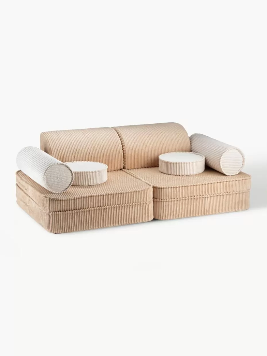 Sitzsäcke-Wigiwama Modulares Kinder-Spielsofa Sugar aus Cord Cord Beige, Cremeweiß