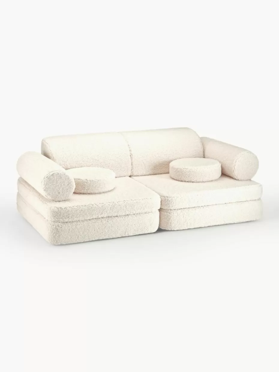 Sitzsäcke-Wigiwama Modulares Kinder-Spielsofa Sugar aus Teddy, handgefertigt Teddy Off White