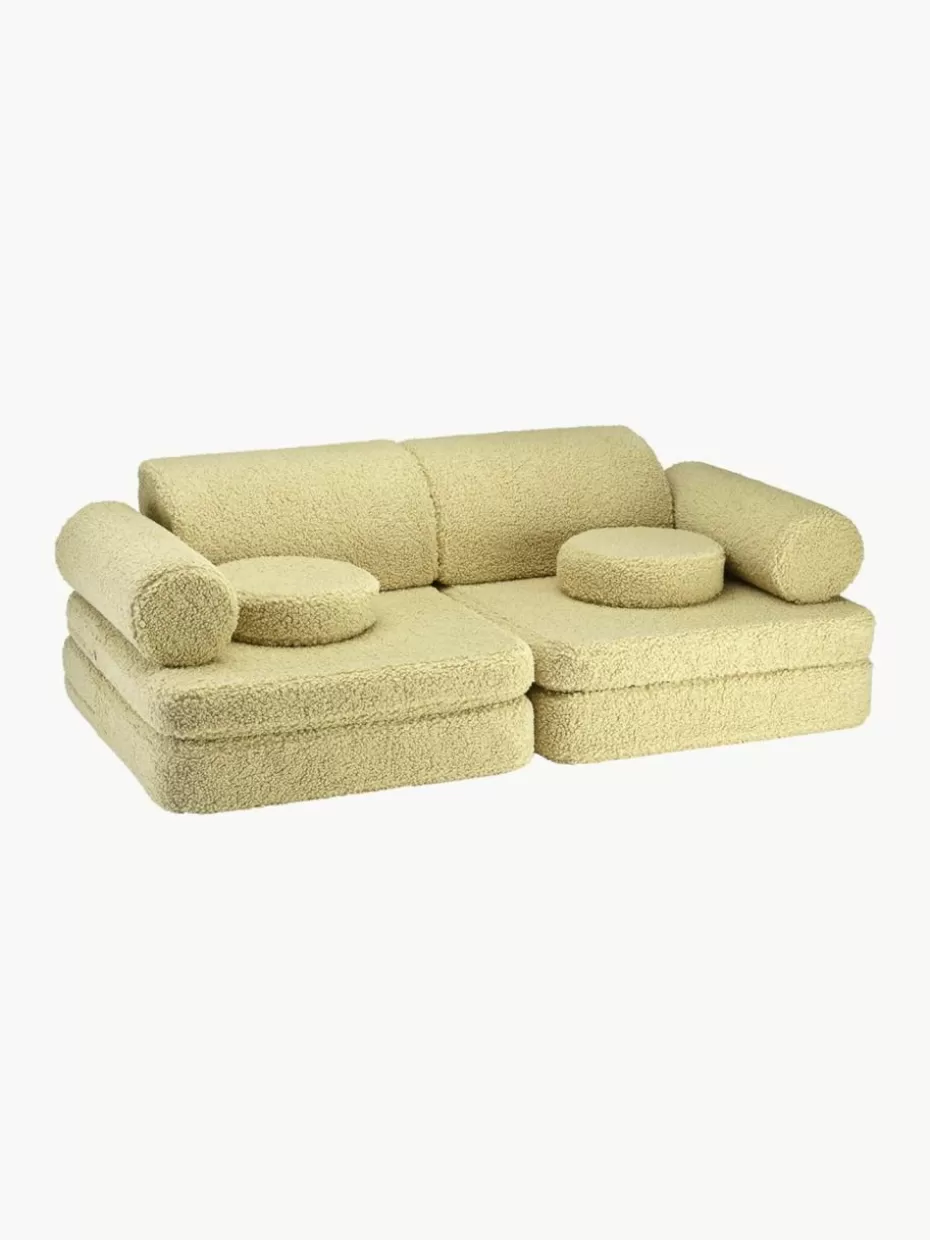 Sitzsäcke-Wigiwama Modulares Kinder-Spielsofa Sugar aus Teddy, handgefertigt Teddy Hellgrün