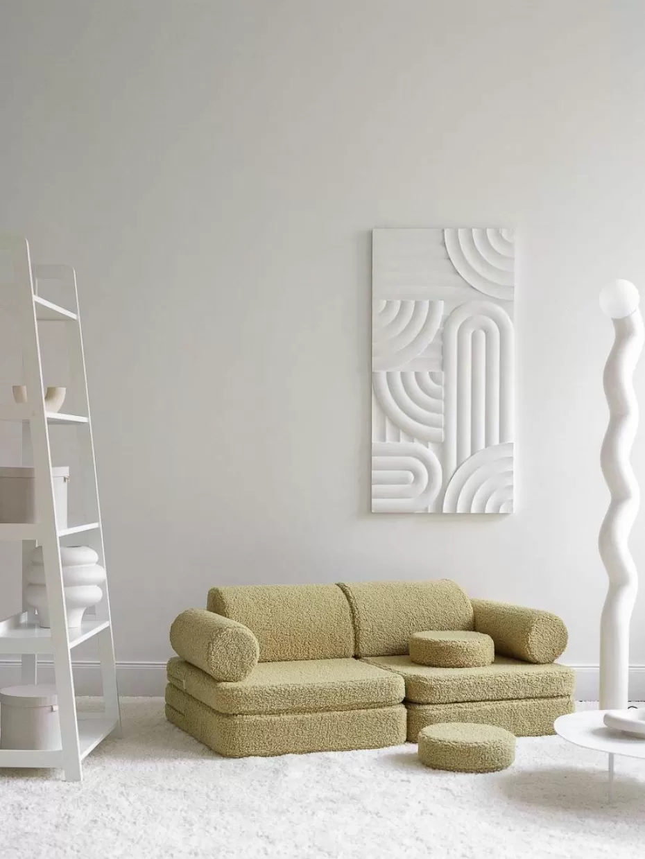 Sitzsäcke-Wigiwama Modulares Kinder-Spielsofa Sugar aus Teddy, handgefertigt Teddy Hellgrün