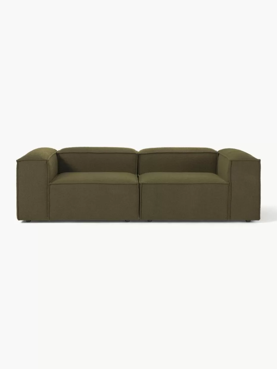 Sofas | Sofaserien-Westwing Collection Modulares Sofa Lennon (3-Sitzer) aus Bouclé Bouclé Olivgrün
