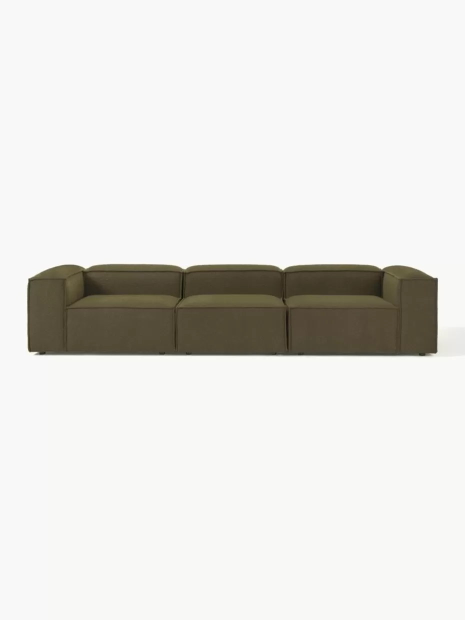 Sofas | Sofaserien-Westwing Collection Modulares Sofa Lennon (4-Sitzer) aus Bouclé Bouclé Olivgrün