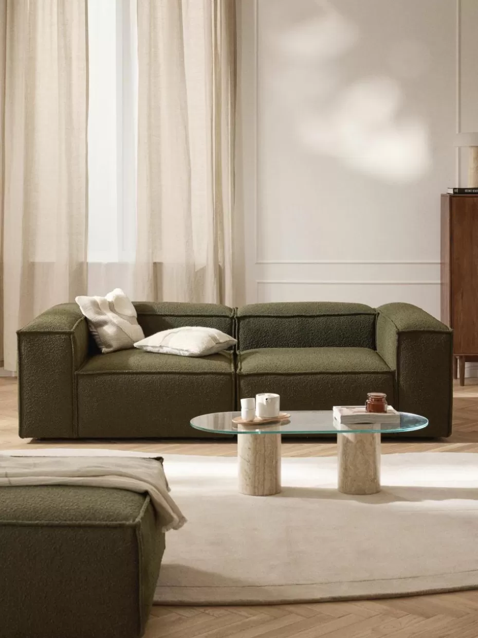 Sofas | Sofaserien-Westwing Collection Modulares Sofa Lennon (3-Sitzer) aus Bouclé Bouclé Olivgrün