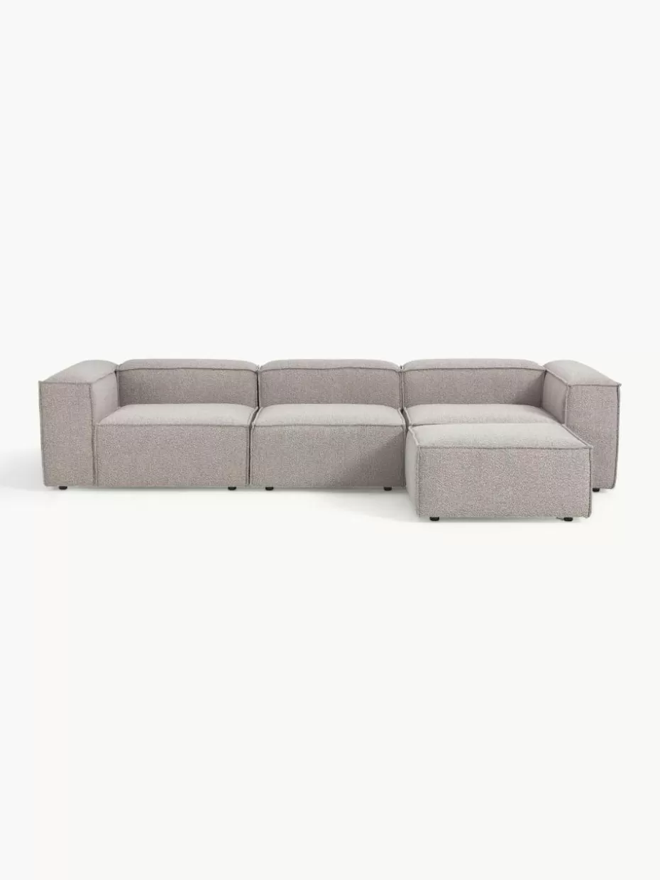 Sofas | Sofaserien-Westwing Collection Modulares Sofa Lennon (4-Sitzer) aus Bouclé mit Hocker (links/rechts) Bouclé Taupe