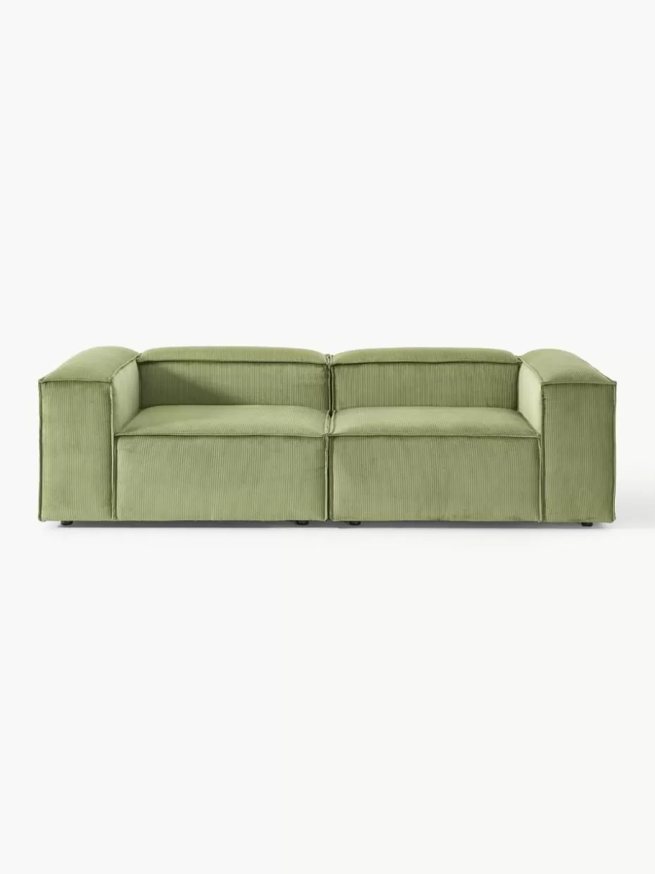 Sofas | Sofaserien-Westwing Collection Modulares Sofa Lennon (3-Sitzer) aus Cord Cord Olivgrün