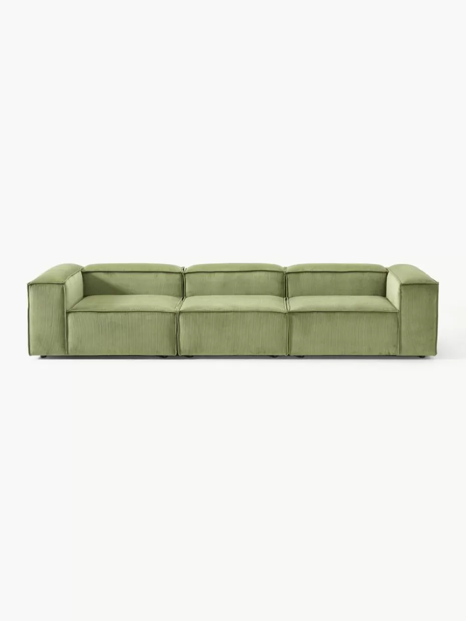 Sofas | Sofaserien-Westwing Collection Modulares Sofa Lennon (4-Sitzer) aus Cord Cord Olivgrün