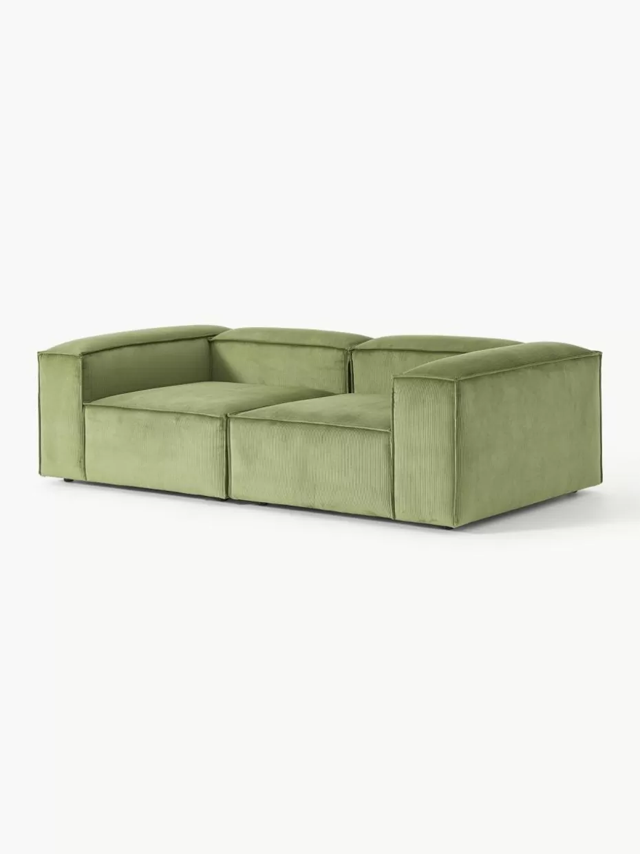 Sofas | Sofaserien-Westwing Collection Modulares Sofa Lennon (3-Sitzer) aus Cord Cord Olivgrün