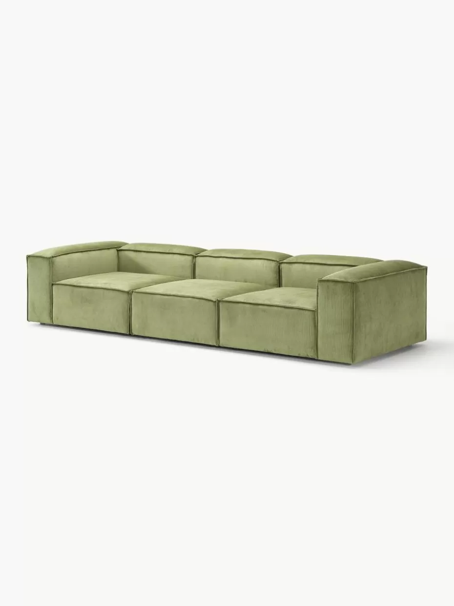 Sofas | Sofaserien-Westwing Collection Modulares Sofa Lennon (4-Sitzer) aus Cord Cord Olivgrün