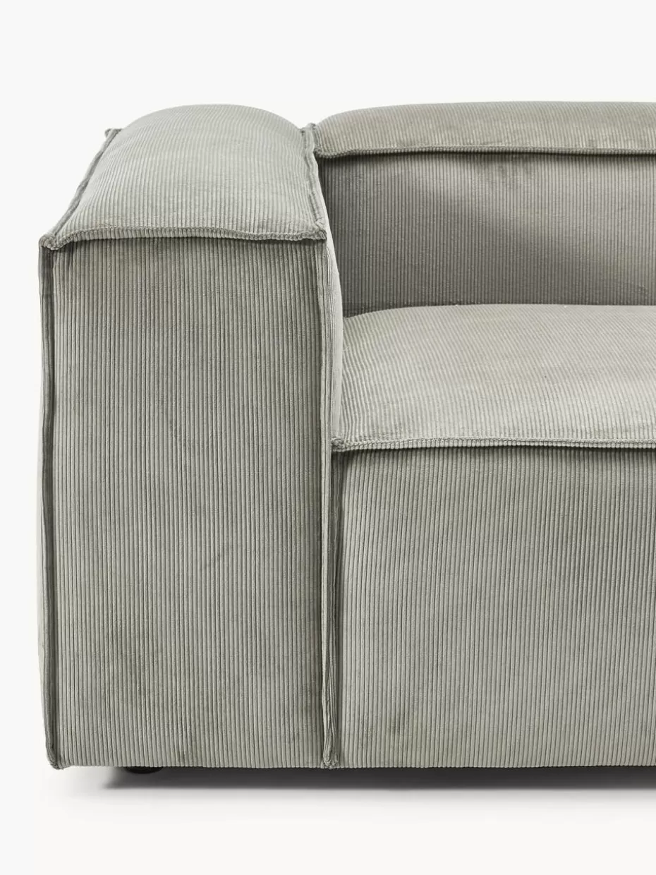 Sofas | Sofaserien-Westwing Collection Modulares Sofa Lennon (4-Sitzer) aus Cord mit Hocker (links/rechts) Cord Grau