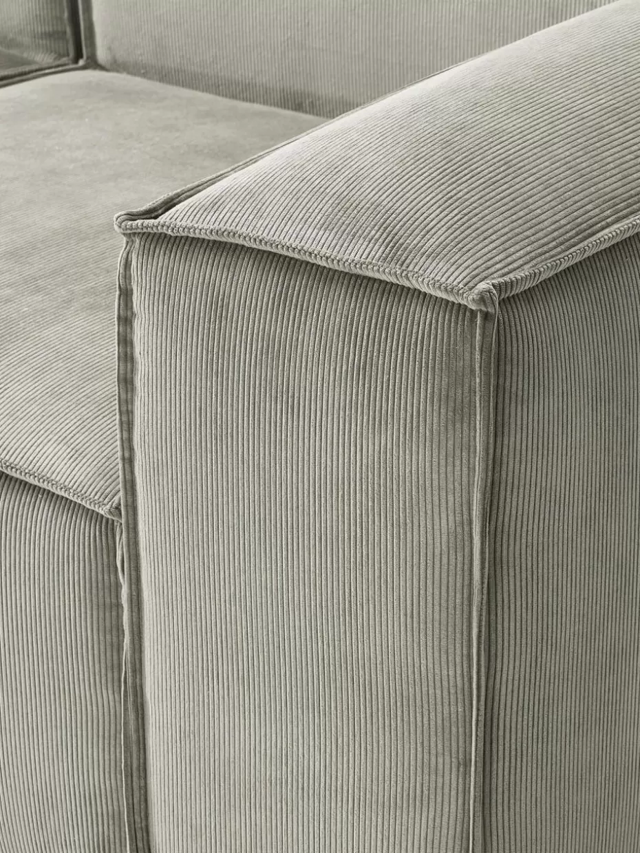 Sofas | Sofaserien-Westwing Collection Modulares Sofa Lennon (4-Sitzer) aus Cord mit Hocker (links/rechts) Cord Grau
