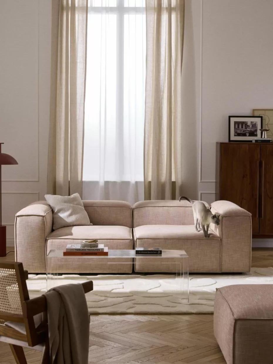 Sofaserien-Westwing Collection Modulares Sofa Lennon (3-Sitzer) aus Leinen-Mix Leinen-Mix Rostrot