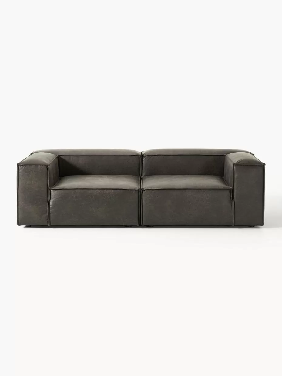 Sofas | Sofaserien-Westwing Collection Modulares Sofa Lennon (3-Sitzer) aus recyceltem Leder Leder Taupe