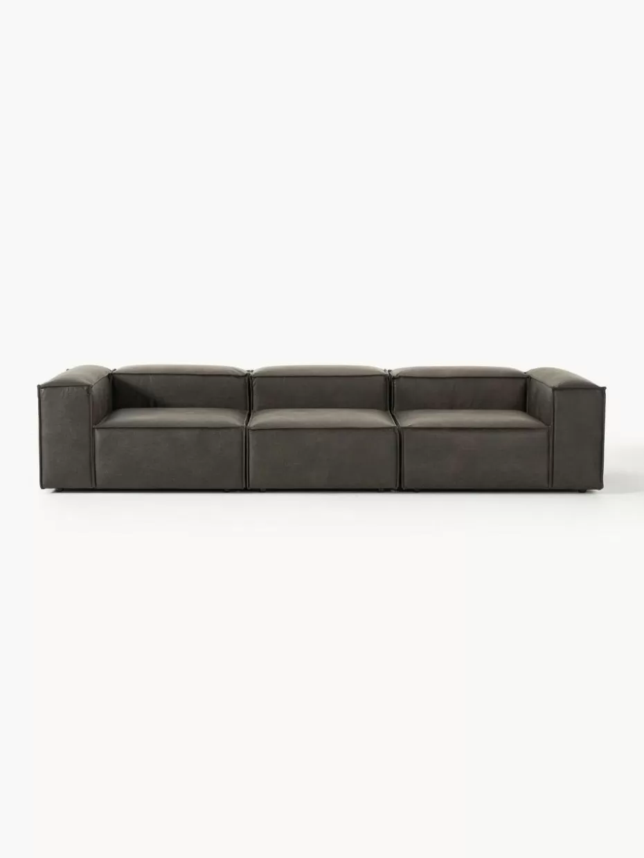 Sofas | Sofaserien-Westwing Collection Modulares Sofa Lennon (4-Sitzer) aus recyceltem Leder Leder Taupe