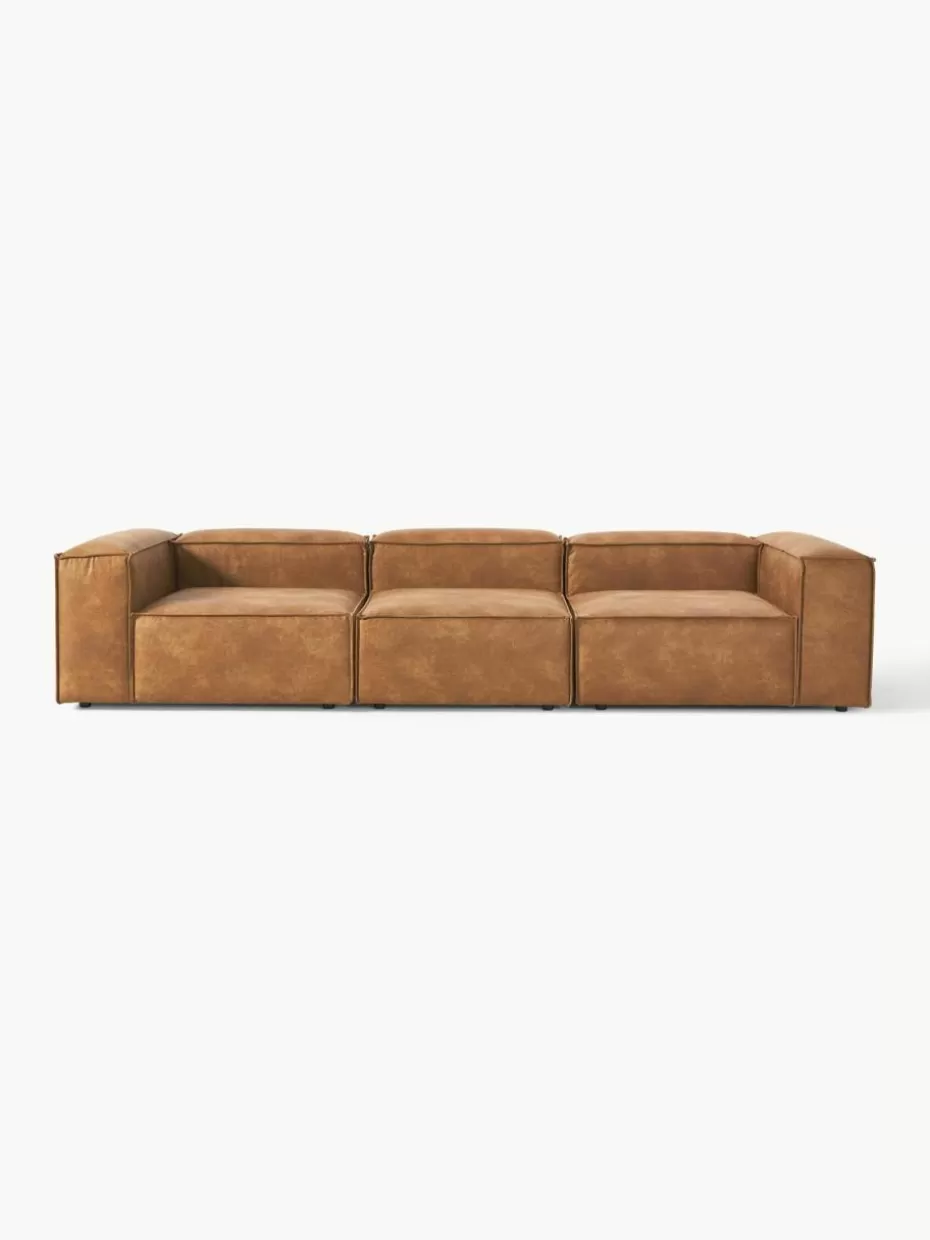 Sofas | Sofaserien-Westwing Collection Modulares Sofa Lennon (4-Sitzer) aus recyceltem Leder Leder Braun