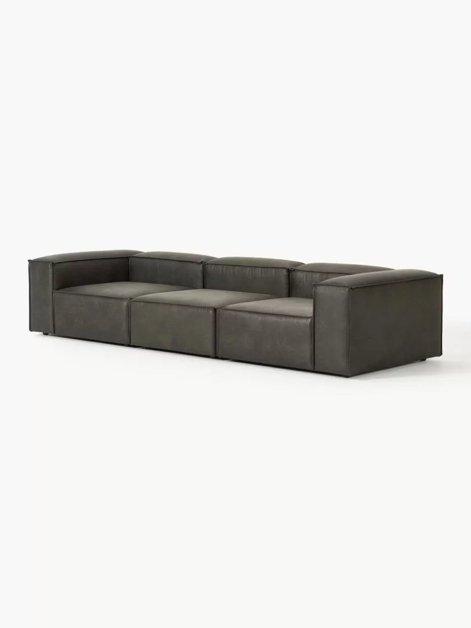 Sofas | Sofaserien-Westwing Collection Modulares Sofa Lennon (4-Sitzer) aus recyceltem Leder Leder Taupe