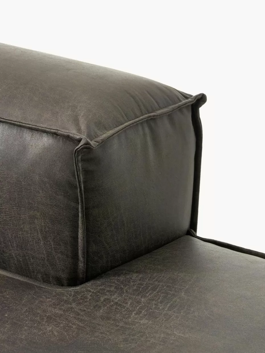 Sofas | Sofaserien-Westwing Collection Modulares Sofa Lennon (4-Sitzer) aus recyceltem Leder mit Hocker (links/rechts) Leder Taupe