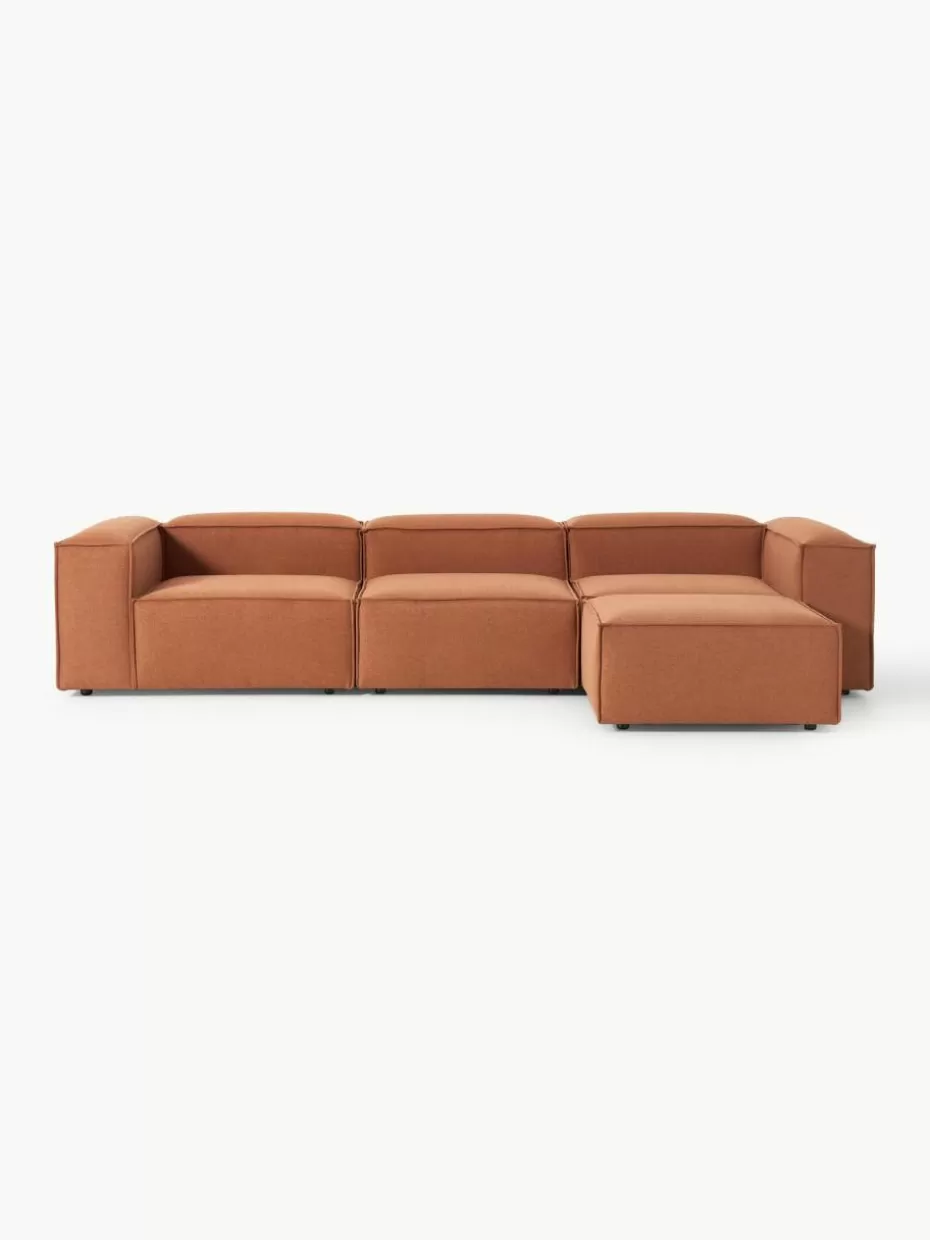 Sofas | Sofaserien-Westwing Collection Modulares Sofa Lennon (4-Sitzer) mit Hocker (links/rechts) Webstoff Terrakotta