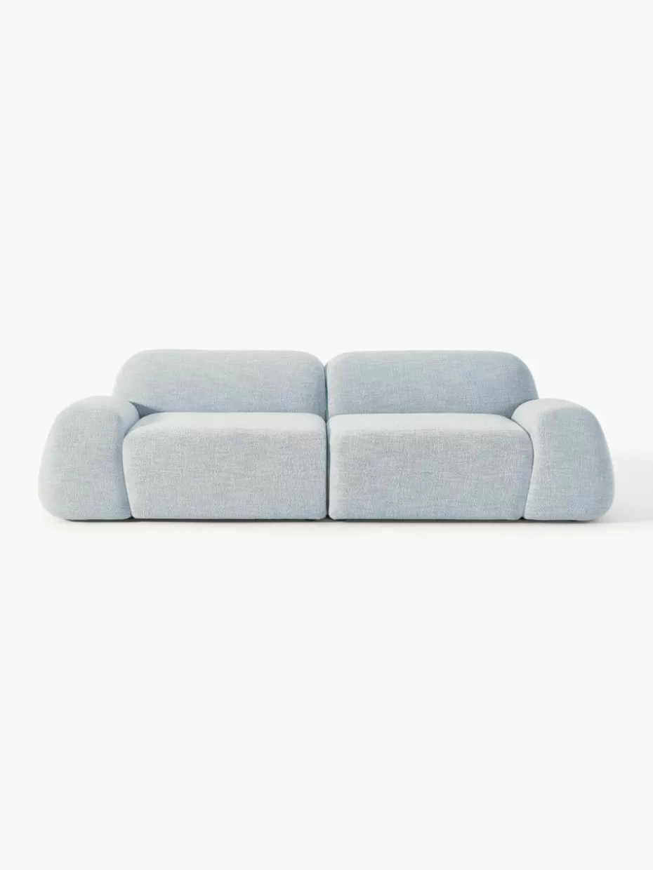 Sofas | Sofaserien-Westwing Collection Modulares Sofa Wolke (3-Sitzer) aus Bouclé Bouclé Hellblau