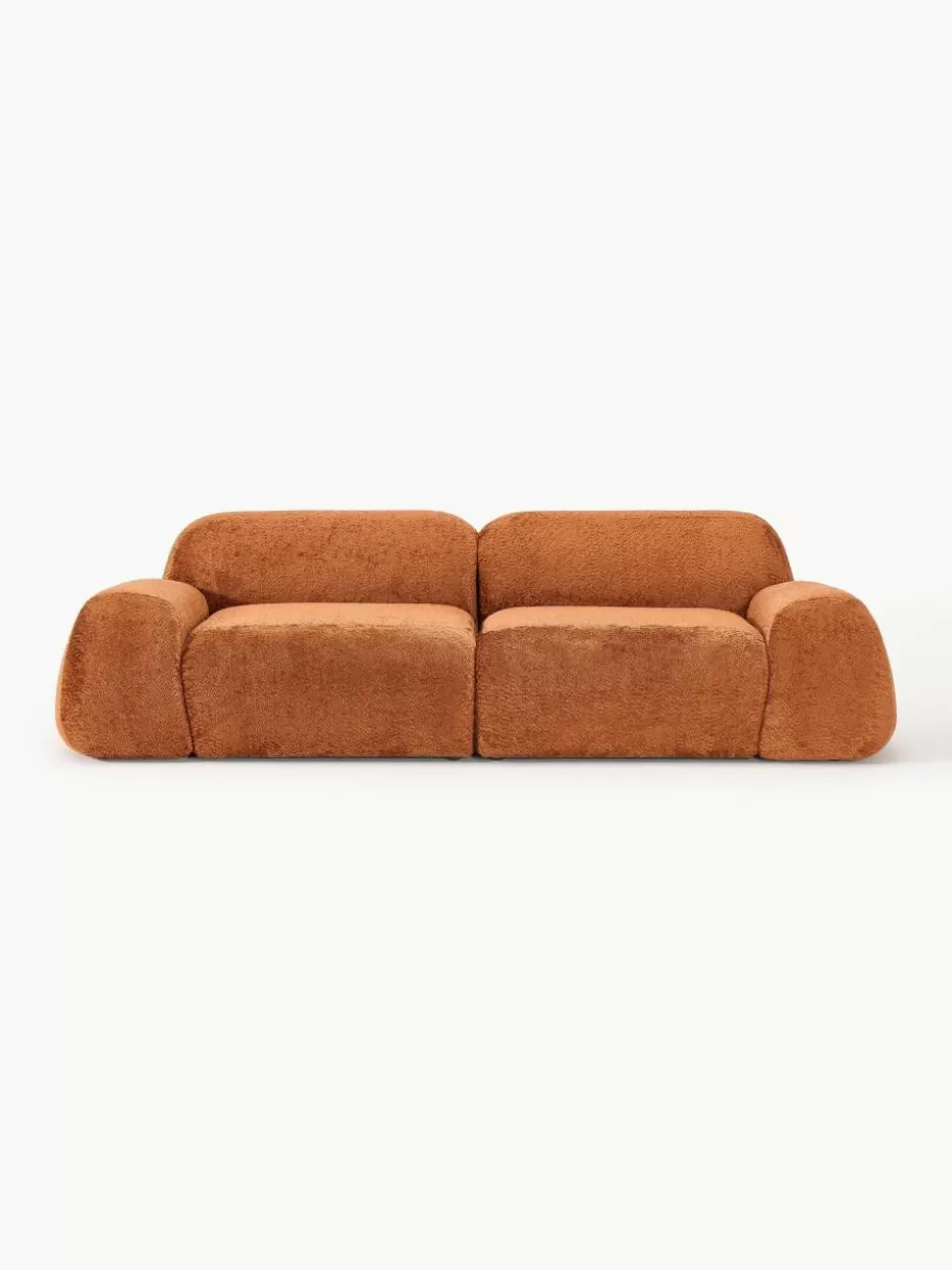 Sofas | Sofaserien-Westwing Collection Modulares Sofa Wolke (3-Sitzer) aus Teddy-Bouclé Teddy-Bouclé Terrakotta