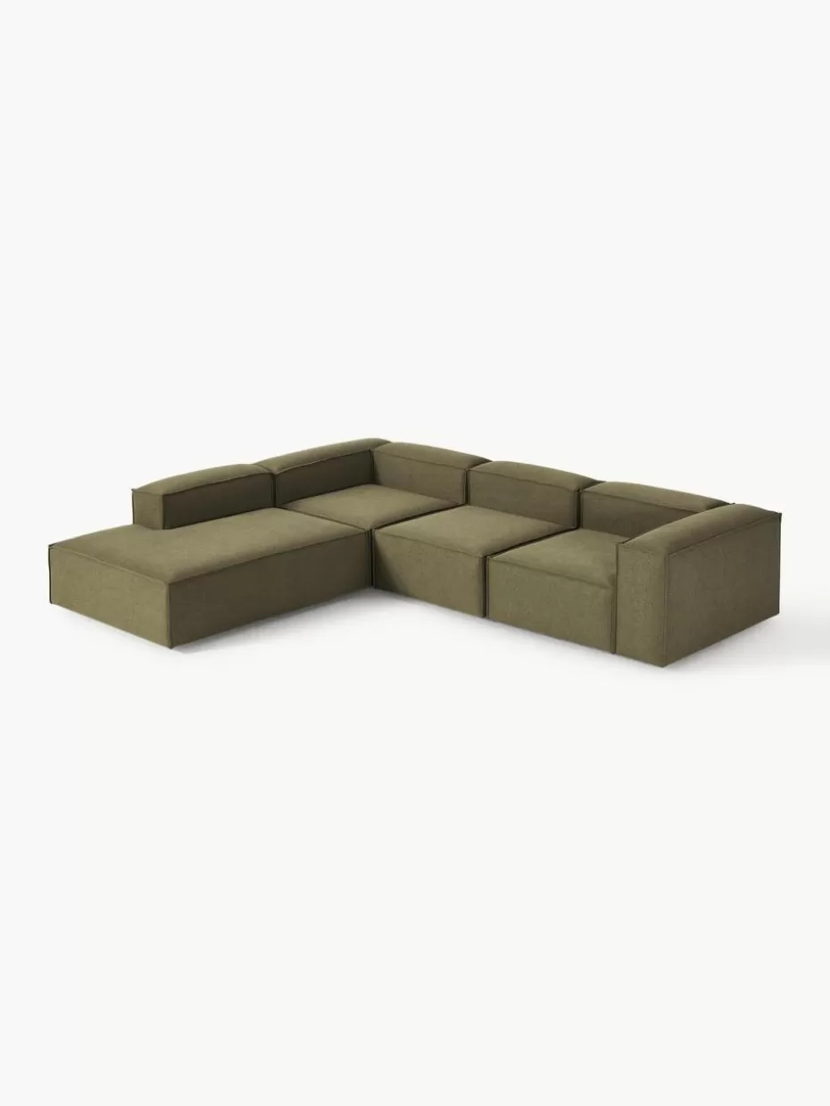 Sofas | Sofaserien-Westwing Collection Modulares XL-Ecksofa Lennon Webstoff Olivgrün