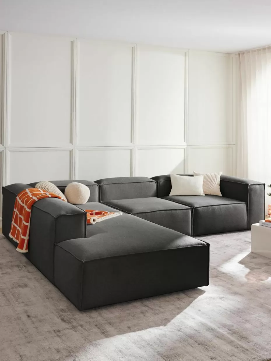 Sofas | Sofaserien-Westwing Collection Modulares XL-Ecksofa Lennon Webstoff Anthrazit
