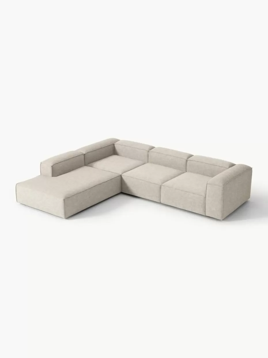 Sofaserien-Westwing Collection Modulares XL-Ecksofa Lennon aus Leinen-Mix Leinen-Mix Grau
