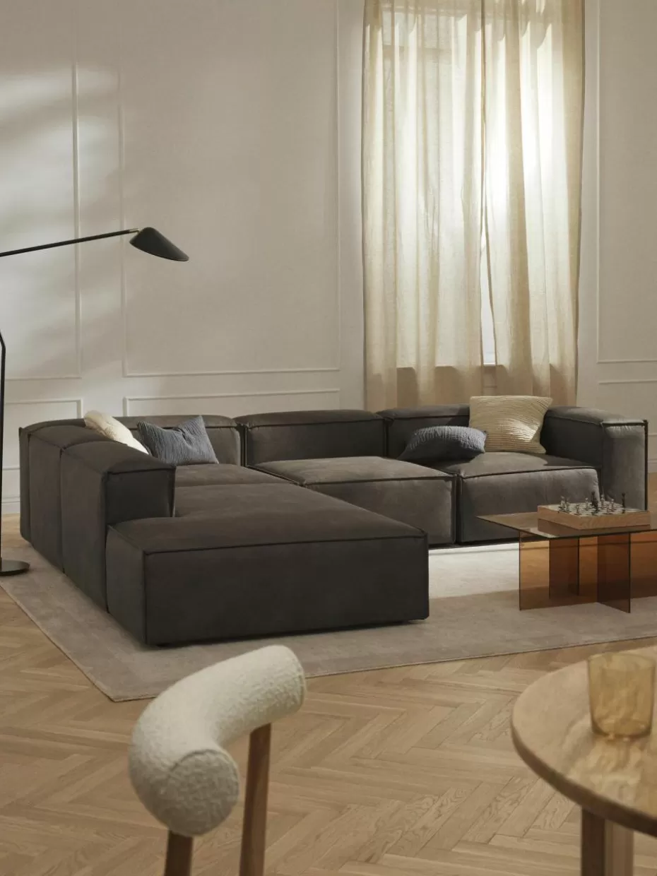 Sofas | Sofaserien-Westwing Collection Modulares XL-Ecksofa Lennon aus recyceltem Leder Leder Taupe