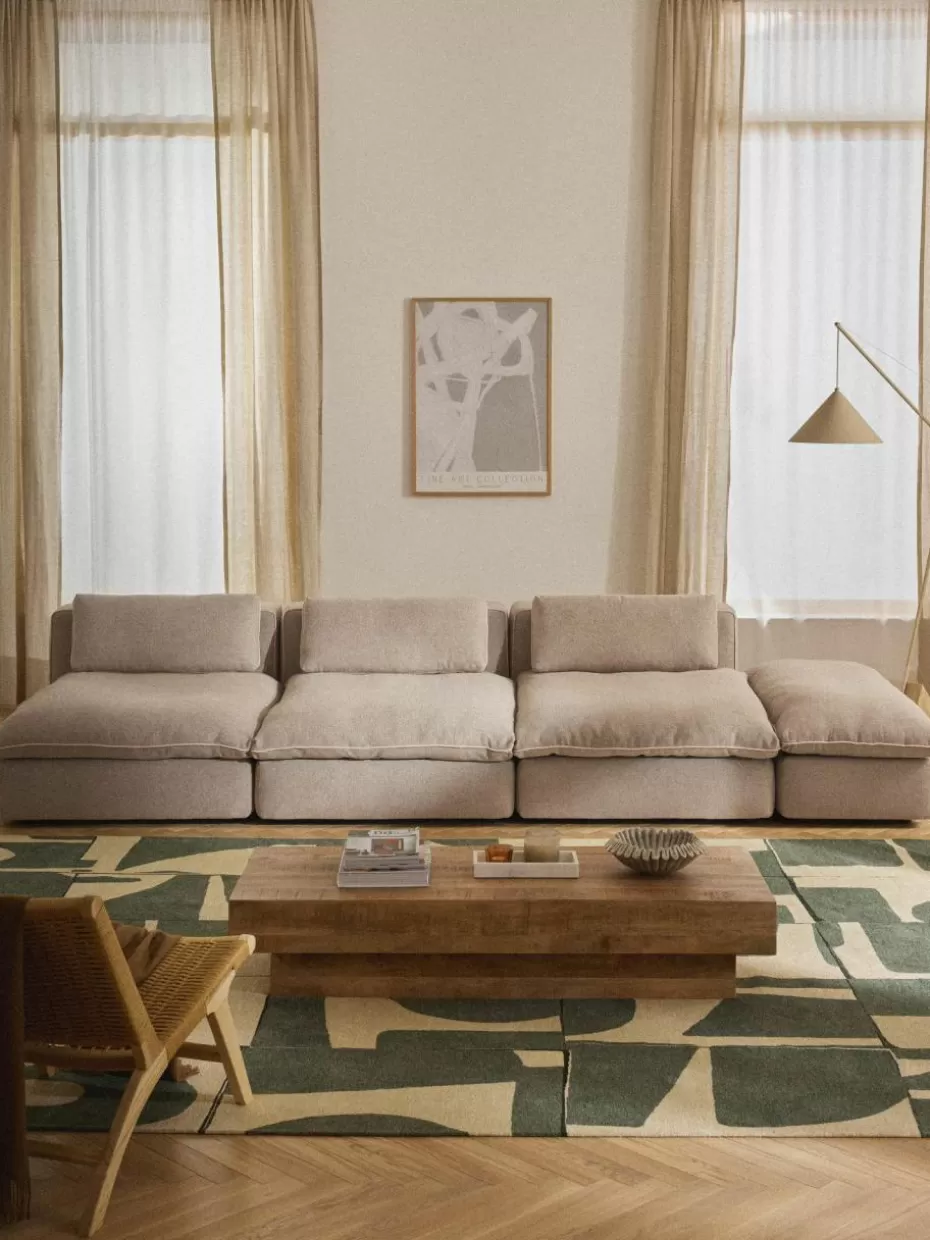 Sofas | Sofaserien-Westwing Collection Modulares XL-Sofa Felix (3-Sitzer) mit Hocker Webstoff Beige