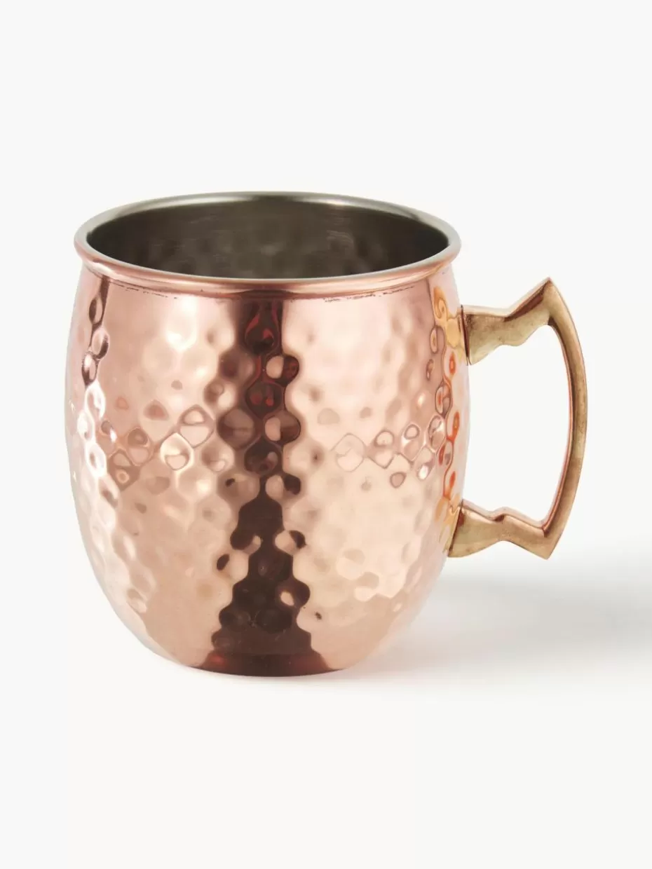 Bargläser-Westwing Moscow Mule Kupferbecher Hammered mit gehämmerter Oberfläche Rosa mit Metallic-Finish