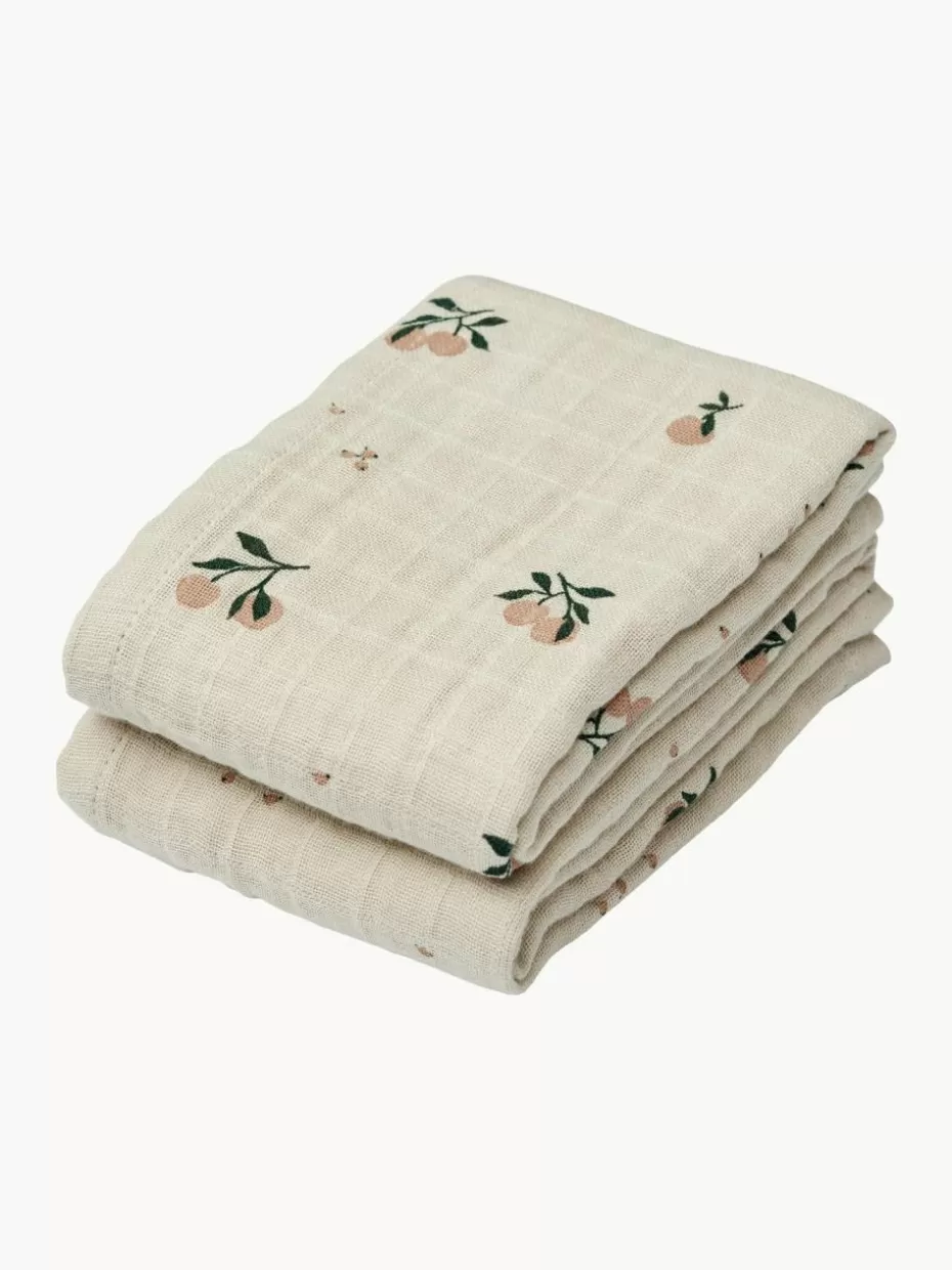 Mull- & Moltontücher-Liewood Mulltücher Lewis aus Bio-Baumwolle, 2 Stück Hellbeige, Kirschen-Motiv