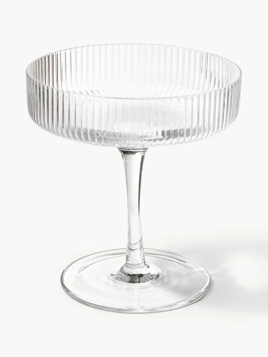 Champagner- & Sektgläser-ferm LIVING Mundgeblasene Champagnerschalen Ripple mit Rillenrelief, 2 Stück Transparent, glänzend