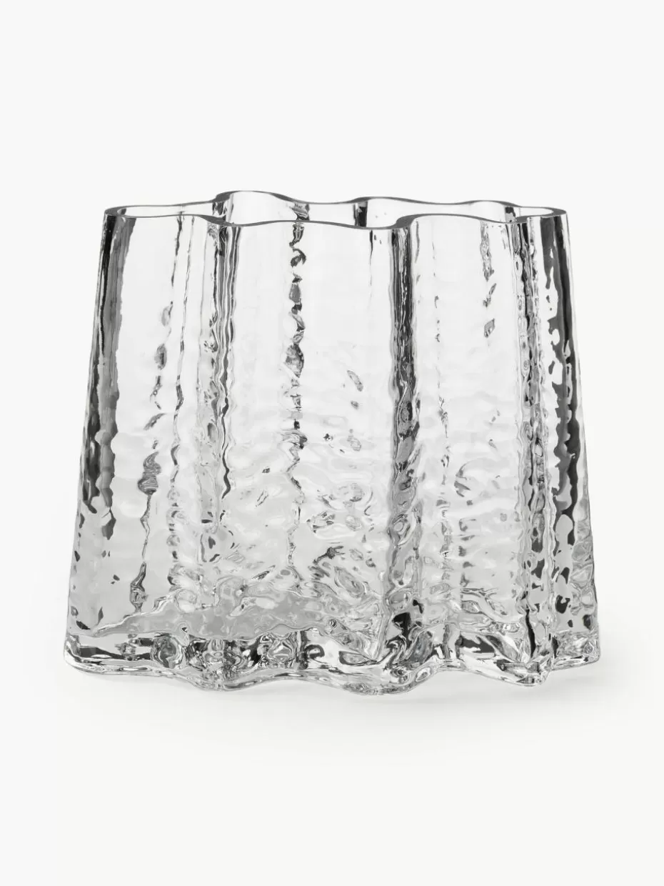 Romantische Details | Vasen-Cooee Design Mundgeblasene Glas-Vase Gry mit strukturierter Oberfläche, H 19 cm Transparent