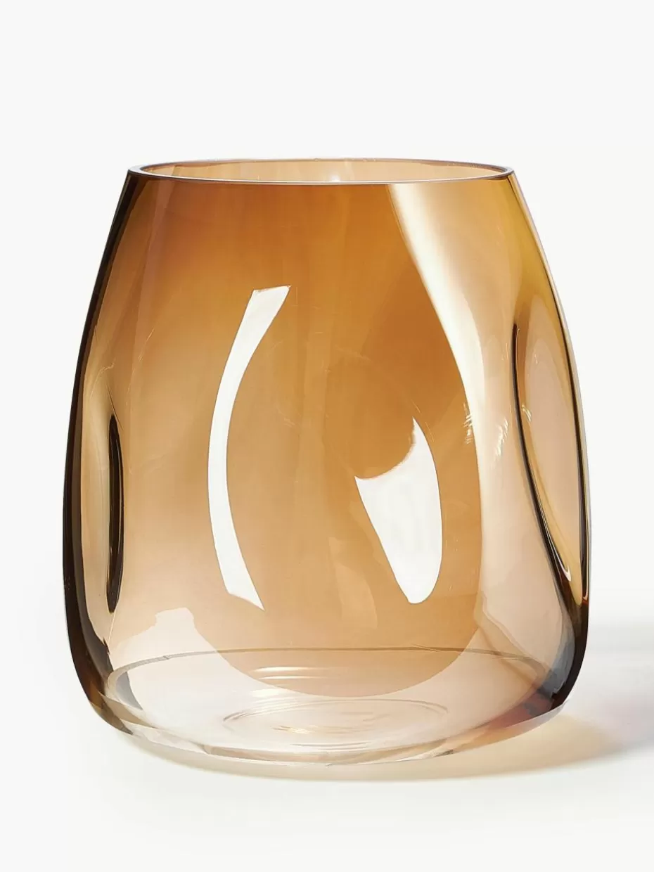 Vasen-Westwing Collection Mundgeblasene Glas-Vase Luster, H 17 cm Ocker