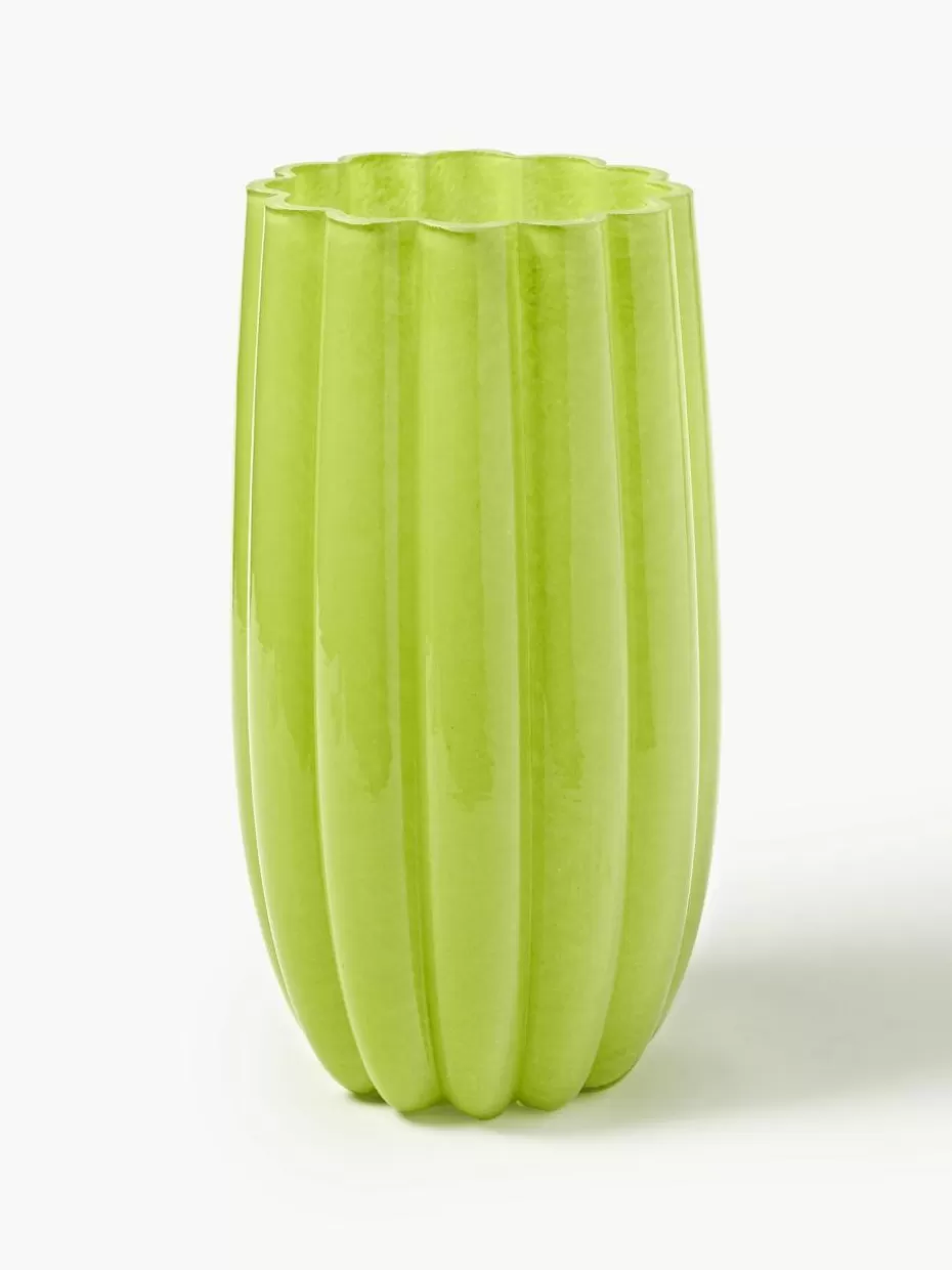 Vasen-Pols Potten Mundgeblasene Glas-Vase Melon, H 38 cm Hellgrün