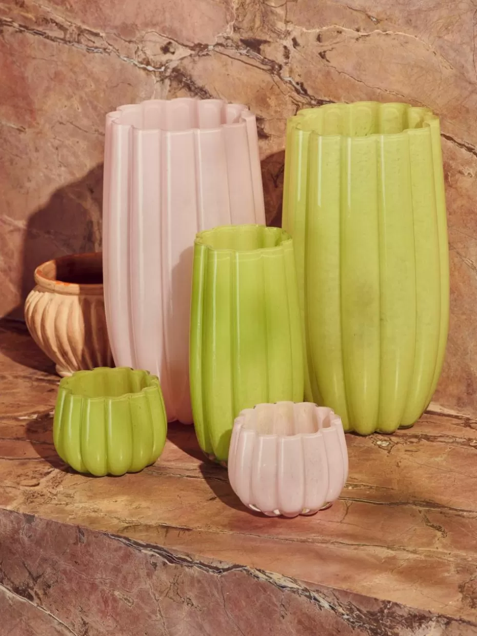 Vasen-Pols Potten Mundgeblasene Glas-Vase Melon, H 38 cm Hellrosa
