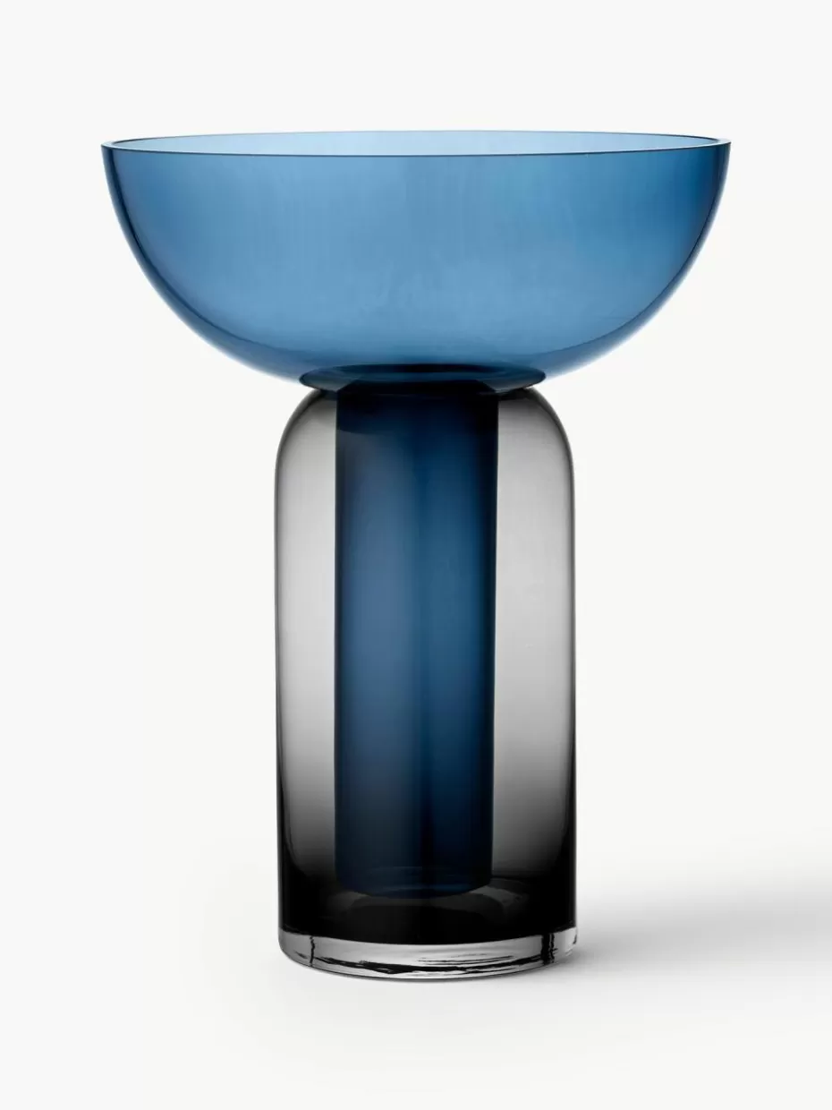 Vasen-Aytm Mundgeblasene Glas-Vase Torus, H 33 cm Blau, Dunkelgrau, transparent