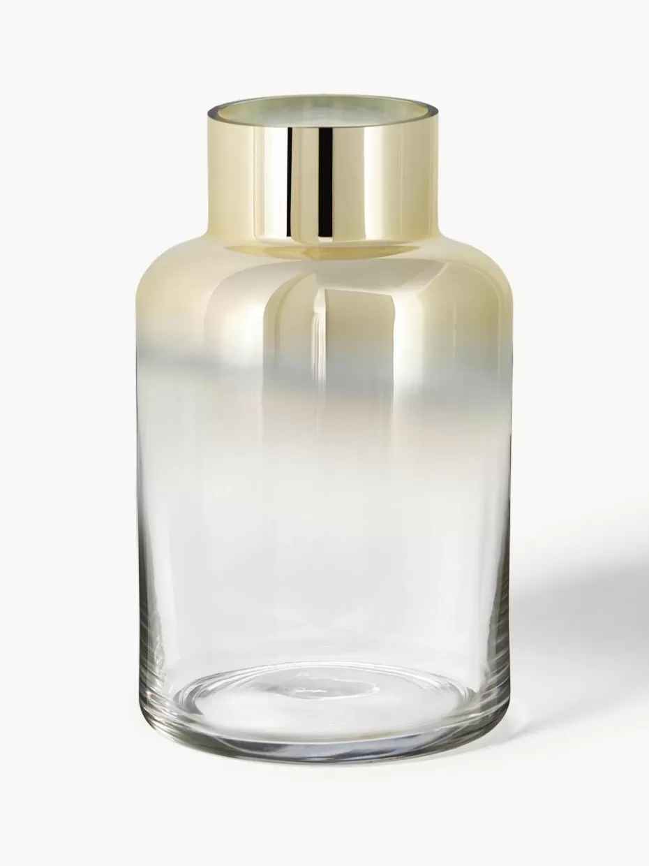 Vasen-Westwing Collection Mundgeblasene Glas-Vase Uma, H 27 cm Transparent, Goldfarben