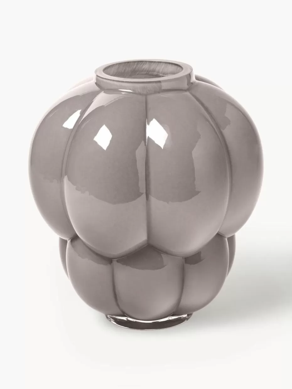 Vasen-Aytm Mundgeblasene Glas-Vase Uva, H 28 cm Hellgrau, glänzend
